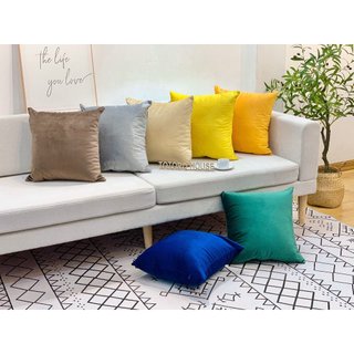 Vỏ gối nhung trơn gt23 totoro house tựa lưng trang trí decor 45*45cm