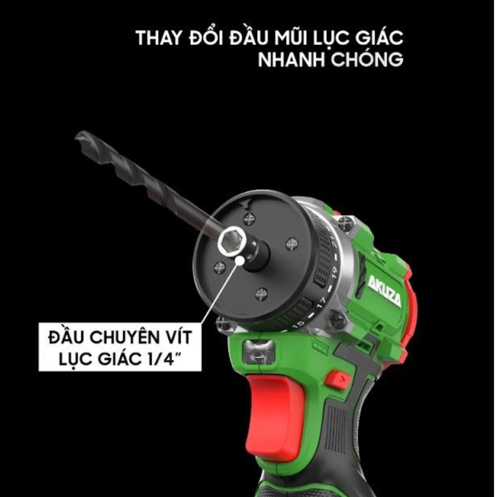 Máy khoan pin AKUZA K6 tích hợp chức 2 chức năng khoan và bắn vít 2 trong 1 Siêu phẩm 2023
