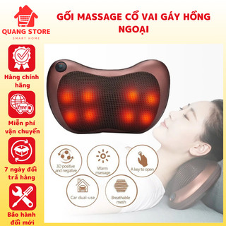 Gối massage cổ vai gáy hồng ngoại - gối massage hồng ngoại 8 bi cao cấp thế hệ mới
