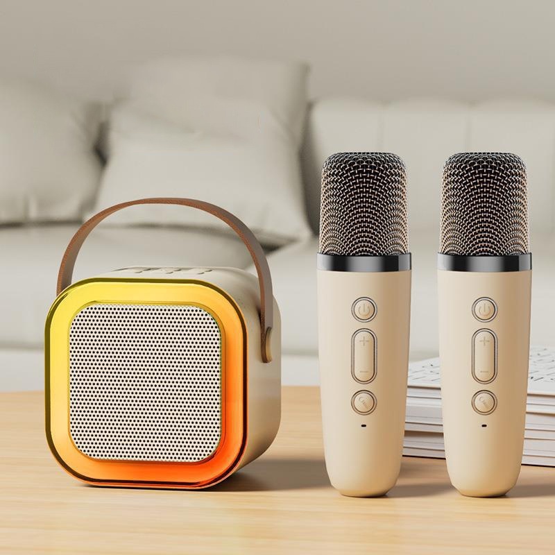 Bộ Loa Bluetooth + 2 Mic Không Dây Mini Hát Karaoke Tại Nhà K12 Có Thể Thay Đổi Giọng Dễ Sử Dụng