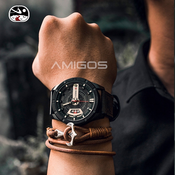 Đồng hồ pin thời trang nam Curren Warrior dây da cao cấp