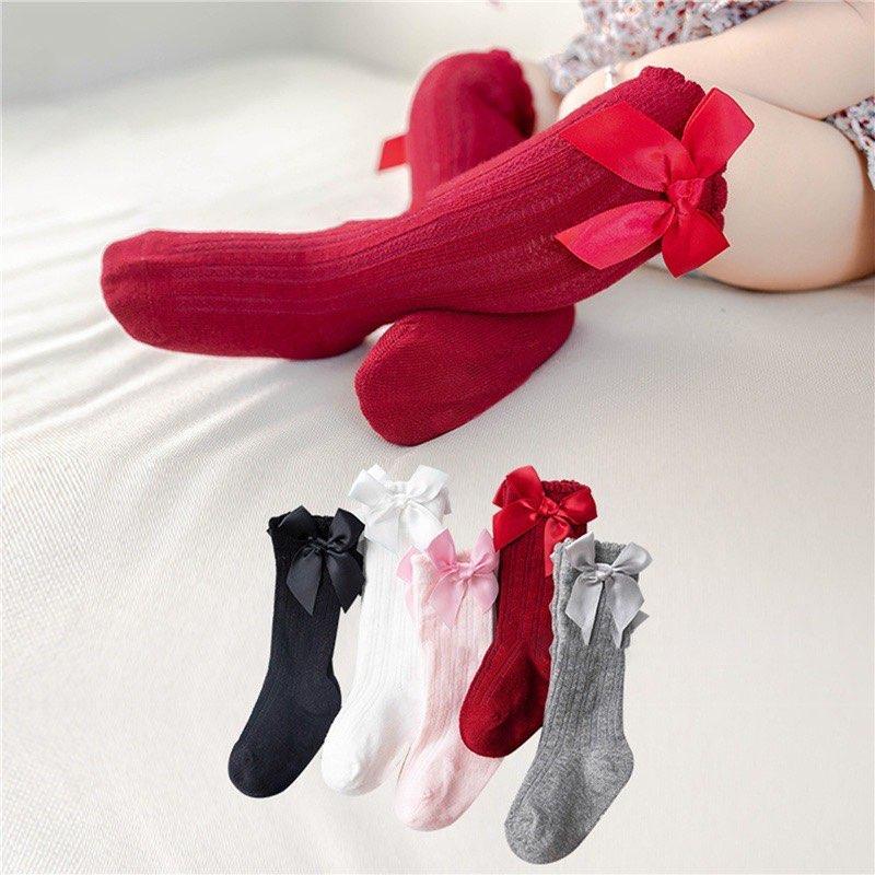 Tất Cao Cổ Đính Nơ Size 0-1 Tuổi