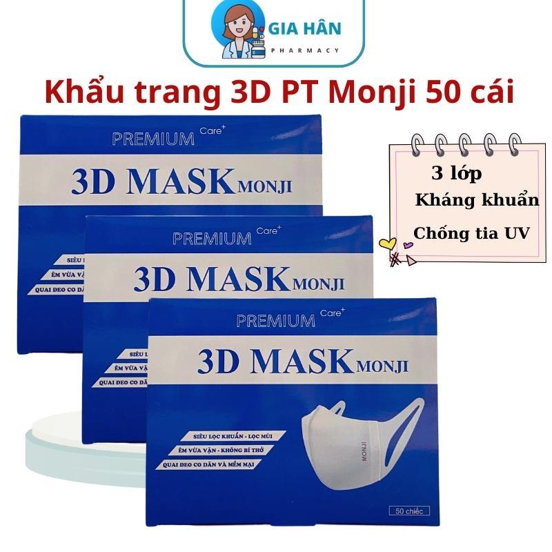 Hộp 50 cái khẩu trang 3D mask Monji kháng khuẩn