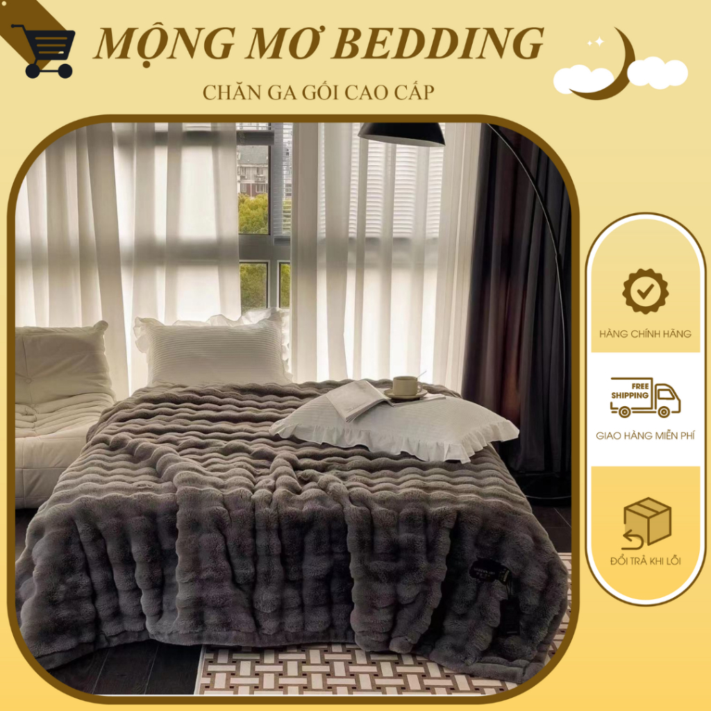 CHĂN HỒ LY HÀNG CAO CẤP nặng 6kg, sóng dệt sợi. Tặng kèm túi da sang trọng kích thước 2m x 2m3