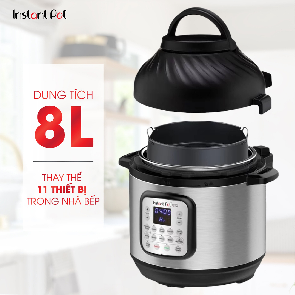 Nồi áp suất có chiên không dầu đa năng Instant Pot DUO CRISP 80 11in1, dung tích 8L, Bảo hành chính hãng 12 tháng