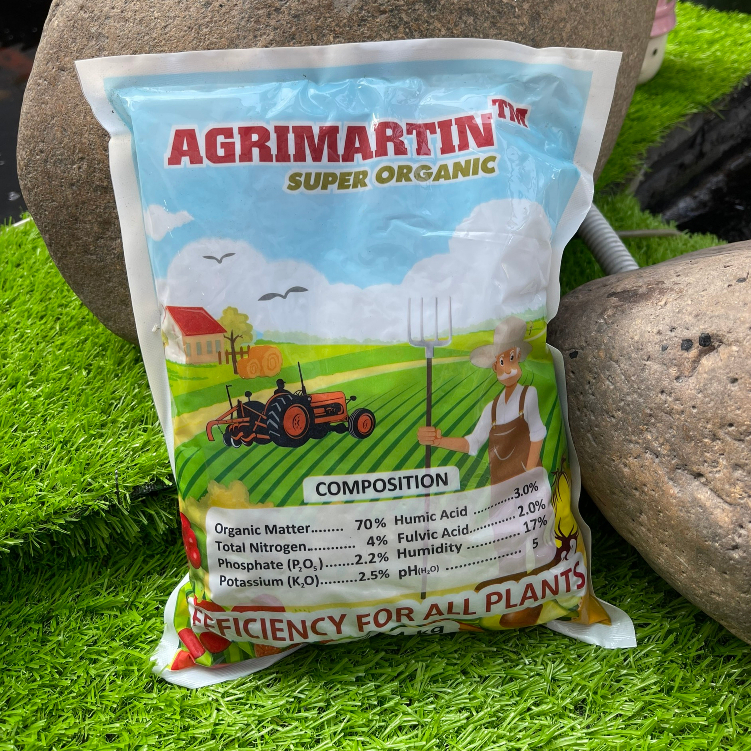 Phân hữu cơ Agrimartin Bình Điền, phân gà viên gói 1kg, phân hữu cơ viên nén