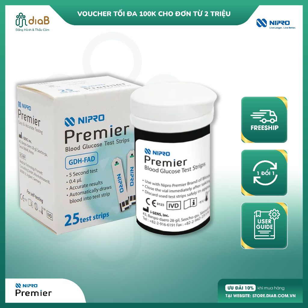 Que test đường huyết - NIPRO - Nipro Premier - DIAB