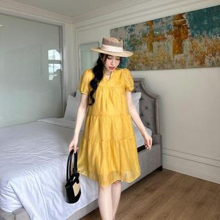 Đầm Tơ Nari Babydoll Cổ V 2 Lớp