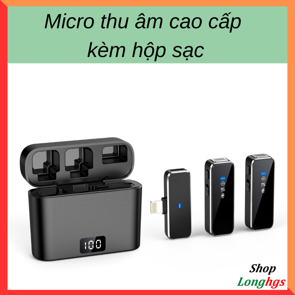 Micro Thu Âm Không Dây Cao Cấp Kèm Hộp Sạc. Chế Độ Thu Âm, Thu Tiếng Vang, Lọc Tạp Âm Chỉ Một Chạm