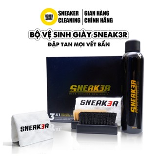 Bộ vệ sinh giày Sneak3r Cleaning Premium 280ml 4 món kèm 2 bàn chải mềm, khăn lau giặt khô giày trắng, thể thao, da