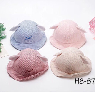 (Cho chọn màu) Nón Cotton Rộng Vành mẫu CARO Cho Bé Gái dưới 18 tháng tuổi/ Mũ bèo trẻ em