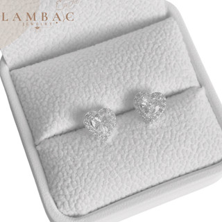 Bông tai bạc nữ mặt trái tim đính đá LAM BẠC, hoa tai bạc chất liệu bạc ta quý phái, nữ tính, nhẹ nhàng
