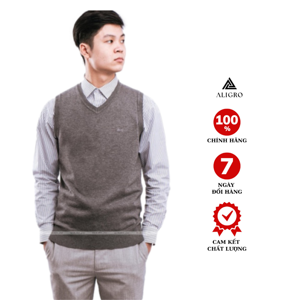 Áo len gile Aligro ALENGL011 màu ghi đậm