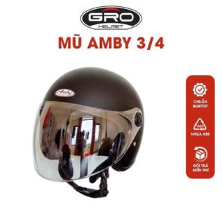 Mũ bảo hiểm 3/4 đầu AMBY HELMET a3 có Kính dài nhiều màu (size: 53 - 56 cm)