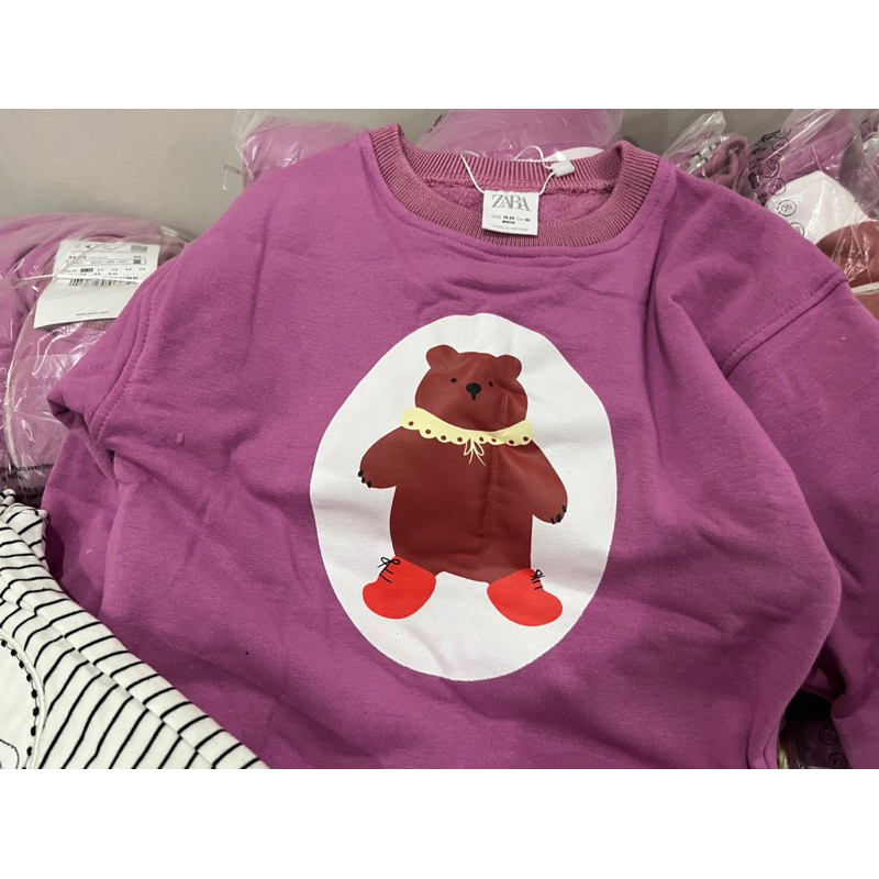 ✨MALINHKID✨BN082- Bộ áo nỉ bông GẤU đỏ quàng khăn mix legging kẻ trẻ em VNXK