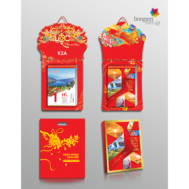 Lịch block siêu đại treo tường năm mới kèm túi đựng quà biếu Block 20X30CM HAPPY NEW YEAR WALL CALENDAR