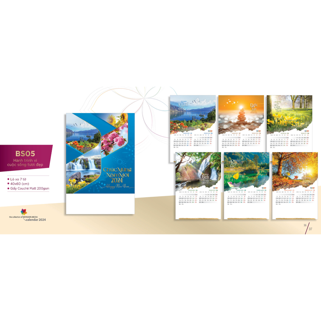 Lịch treo tường năm mới 7 tờ quà tặng Tết Nguyên đán HAPPY NEW YEAR WALL CALENDAR