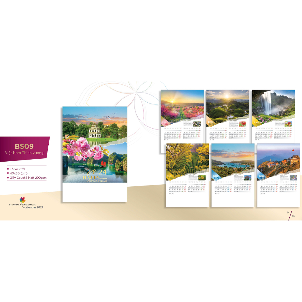 Lịch treo tường năm mới 7 tờ quà tặng Tết Nguyên đán HAPPY NEW YEAR WALL CALENDAR