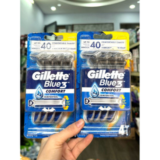 Vĩ 4 cây-dao cạo râu gillette blue 3 comfortgel xoay 40*-dao 3 lưỡi