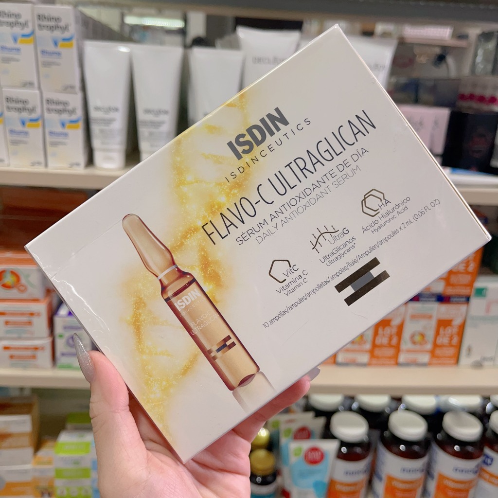 Huyết thanh sáng da, chống lão hoá ISDIN Flavo-C Ultraglican ban ngày 10 ống x 2ml