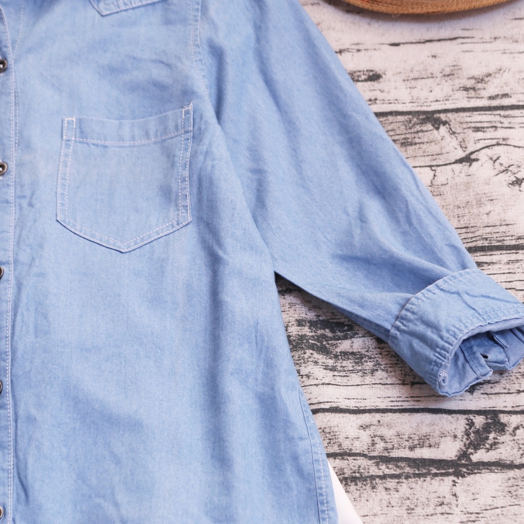 ÁO SƠ MI DENIM TAY LỬNG