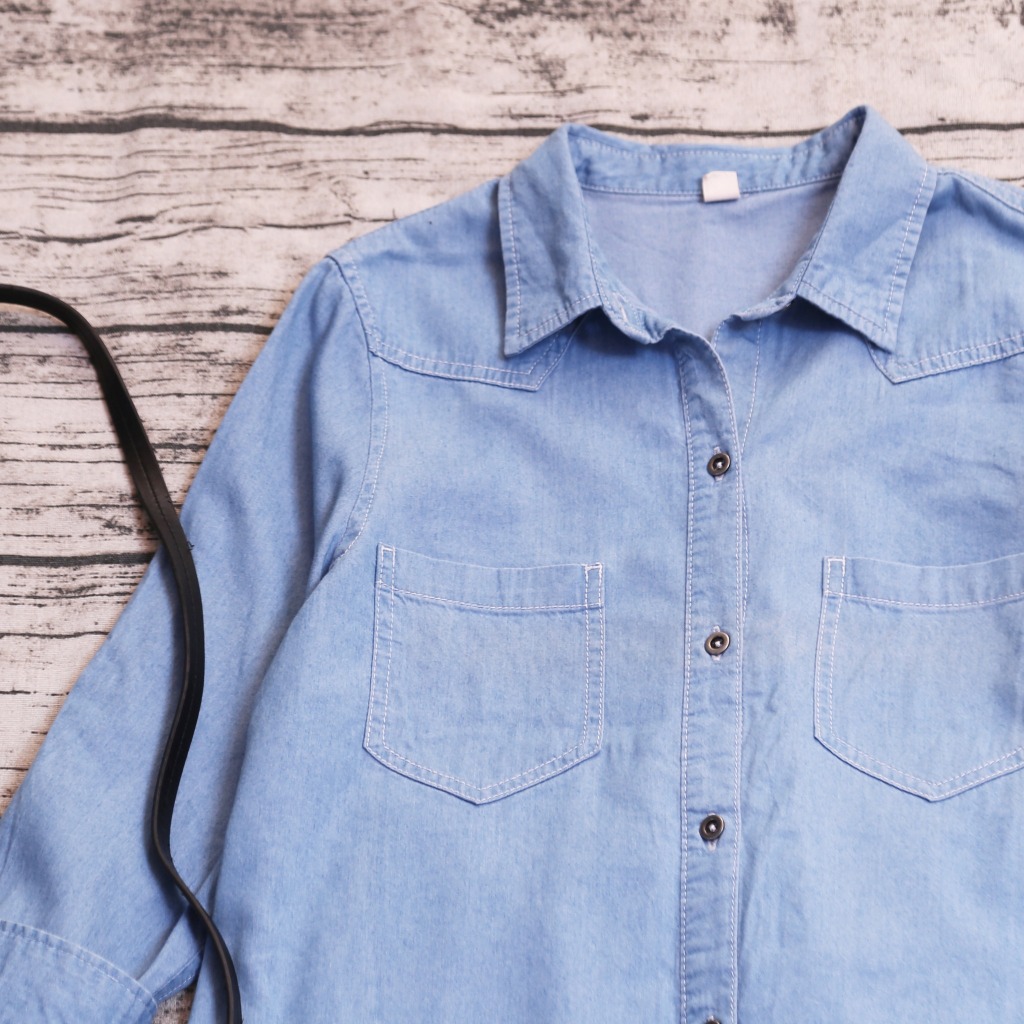 ÁO SƠ MI DENIM TAY LỬNG