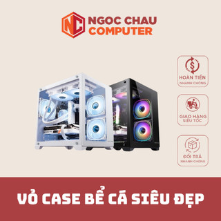 Vỏ case máy tính vỏ case bể cá, vỏ ruix a1 - atx, dải led rgb, mặt hông kính cường lực meca