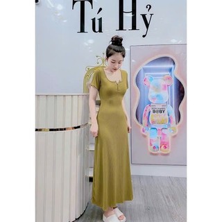 SALES RẺ Đầm thun gân nữ ôm body dáng dài tôn dáng sexy quyến rũ, đầm đi chơi dạo phố, đầm ôm