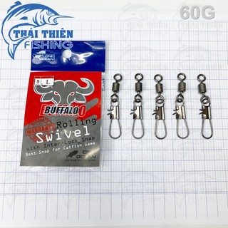 Khóa ma ní câu cá buffalo rolling swivel vỉ 5 cái chuyên tra