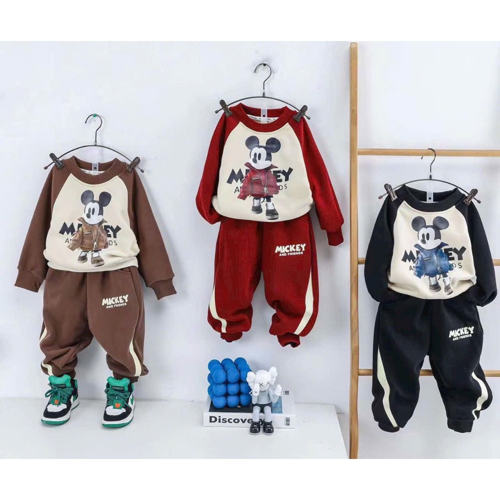 Bộ dài tay Mickey cực chất cho bé trai bé gái mặc thu đông - BDTM