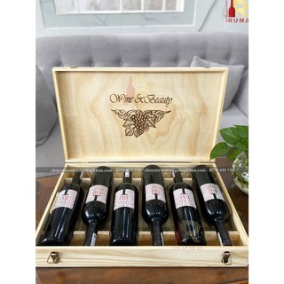 Quà tặng hộp gỗ 6 chai rượu vang ý 1933 semi nhập khẩu - hg 1 tầng