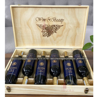 Quà tặng hộp gỗ 6 chai rượu vang Chile De Lima
