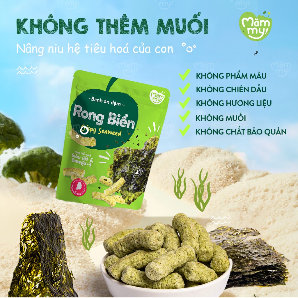 Bánh ăn dặm vị rong biển cho bé ăn dặm Mămmy - 1 gói 25g