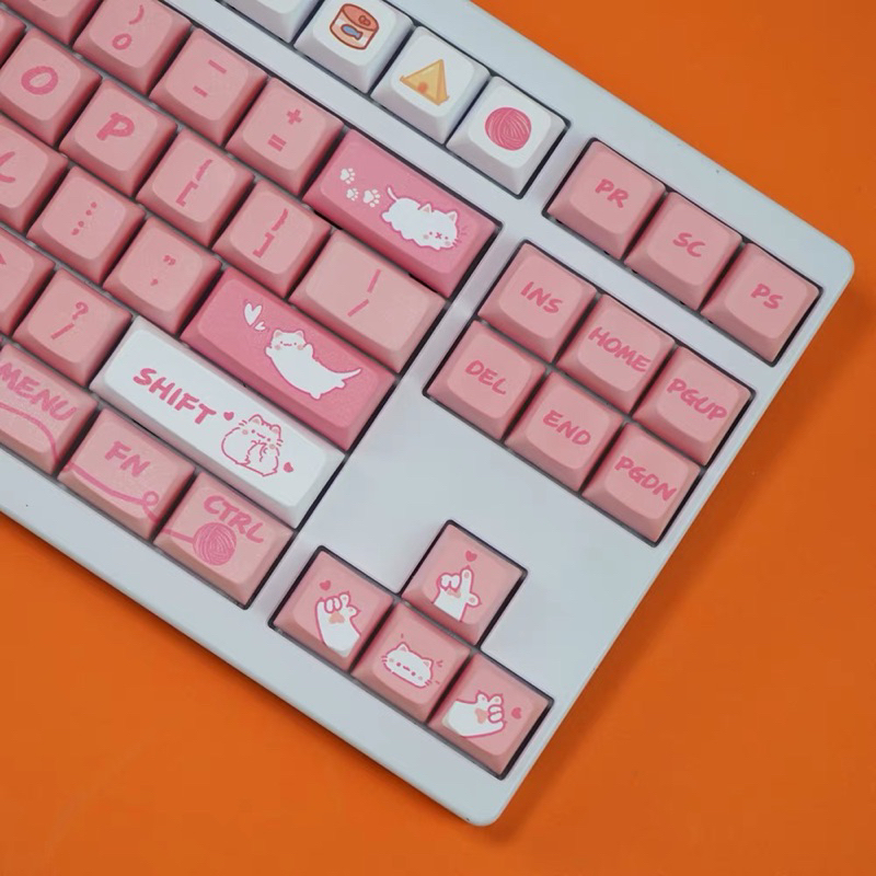 Keycap XDA Pink Cat XDA profile PBT Dyesub bàn phím cơ Mitoby Studio