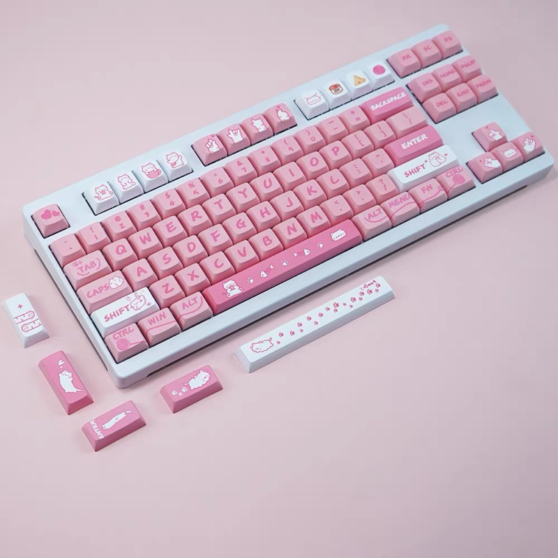 Keycap XDA Pink Cat XDA profile PBT Dyesub bàn phím cơ Mitoby Studio
