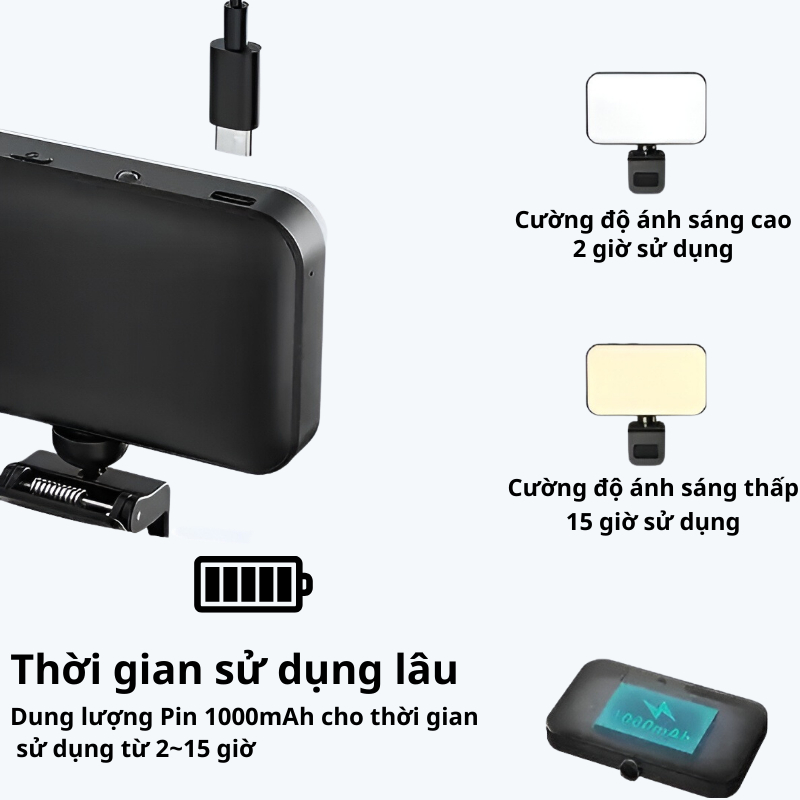 Đèn Trợ Sáng F6 Kẹp Điện Thoại / Laptop Dùng Để Livestream, Chụp Hình Có 3 Chế Độ Sáng