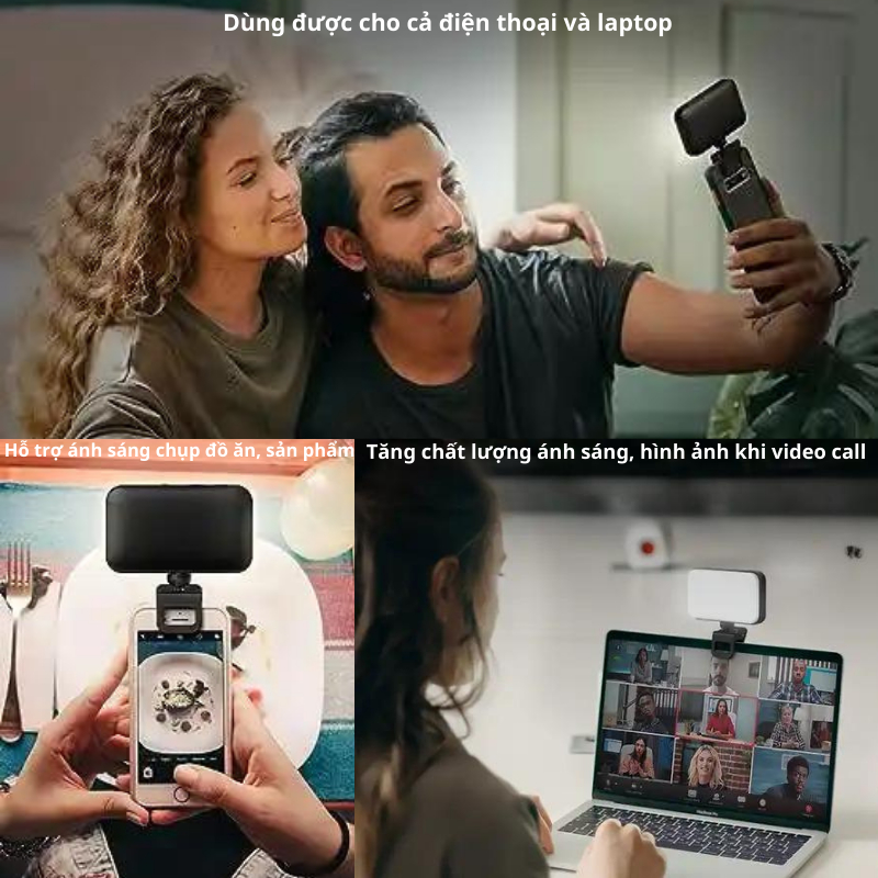 Đèn Trợ Sáng F6 Kẹp Điện Thoại / Laptop Dùng Để Livestream, Chụp Hình Có 3 Chế Độ Sáng