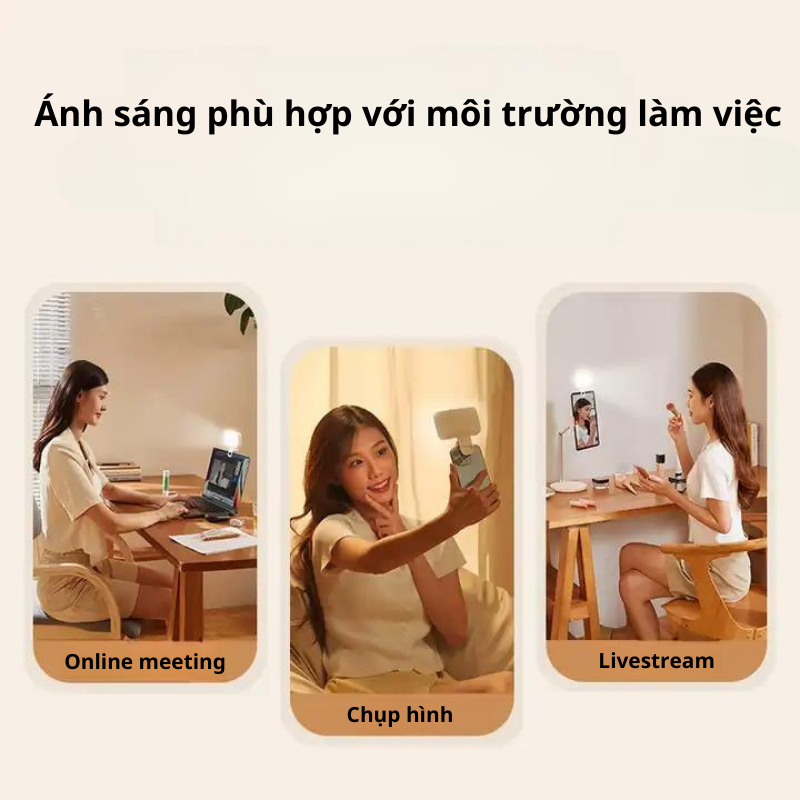 Đèn Trợ Sáng F6 Kẹp Điện Thoại / Laptop Dùng Để Livestream, Chụp Hình Có 3 Chế Độ Sáng