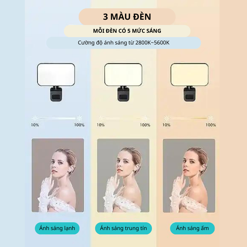Đèn Trợ Sáng F6 Kẹp Điện Thoại / Laptop Dùng Để Livestream, Chụp Hình Có 3 Chế Độ Sáng