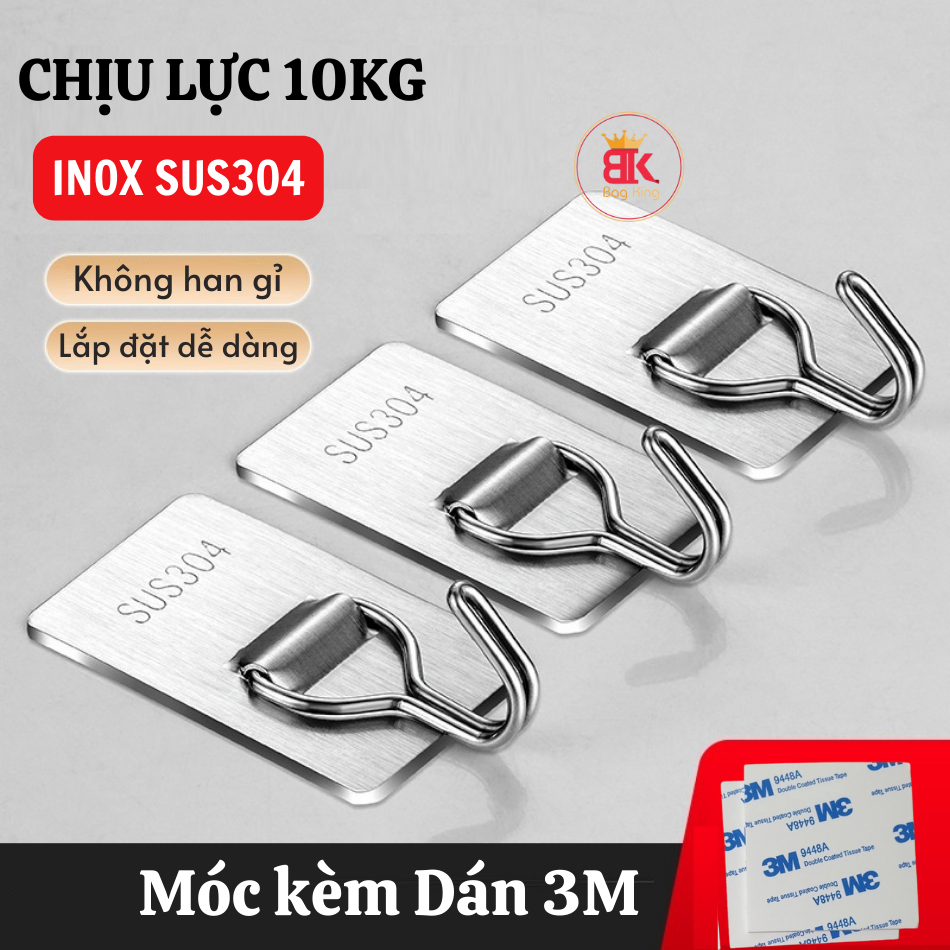 Móc dán tường chịu lực siêu dính treo đồ, vật dụng đa năng tiện ích inox 304