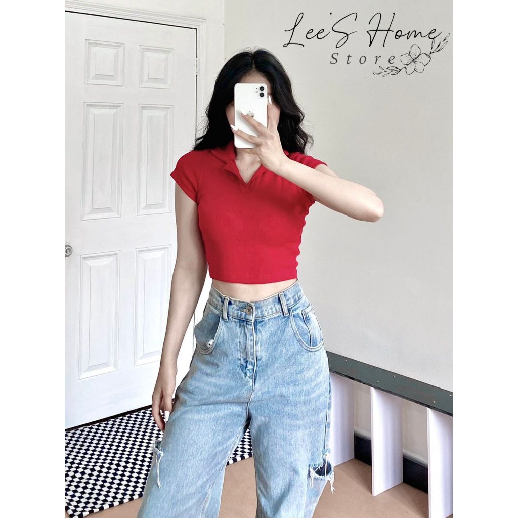 A043 - Áo Croptop polo tay ngắn