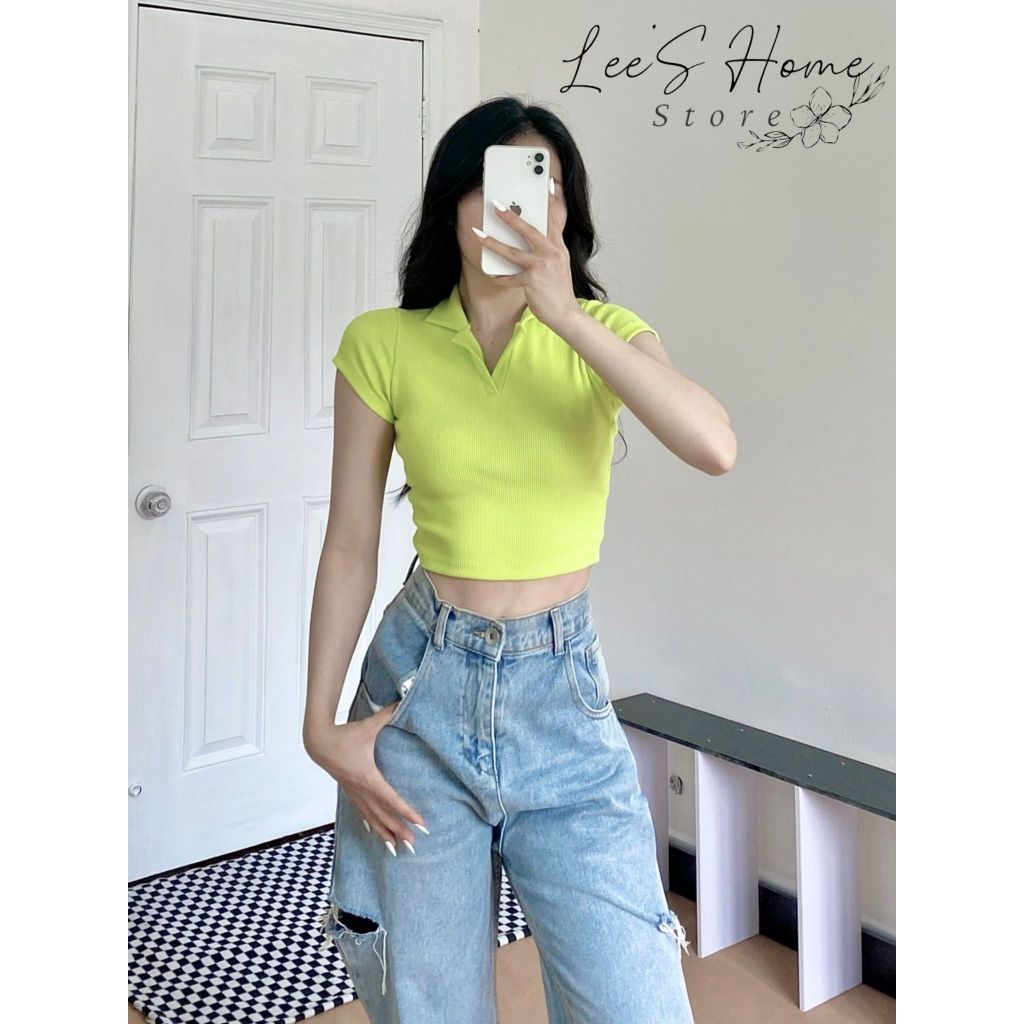 A043 - Áo Croptop polo tay ngắn