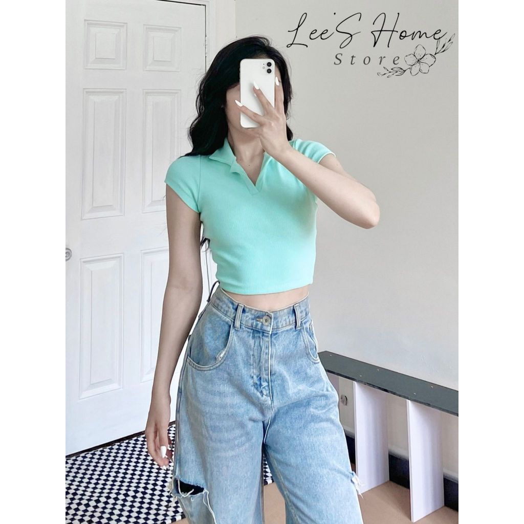 A043 - Áo Croptop polo tay ngắn