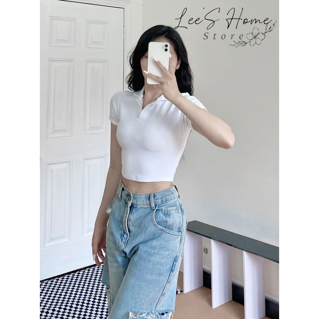 A043 - Áo Croptop polo tay ngắn