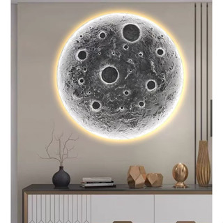  SIZE TRUNG -Tranh Đèn Led Mặt Trăng Tráng Gương   Đèn Led Mặt Trăng   Mẫu hot nhất 2024 -Treo Phòng Ngủ -Phòng khách-spa 