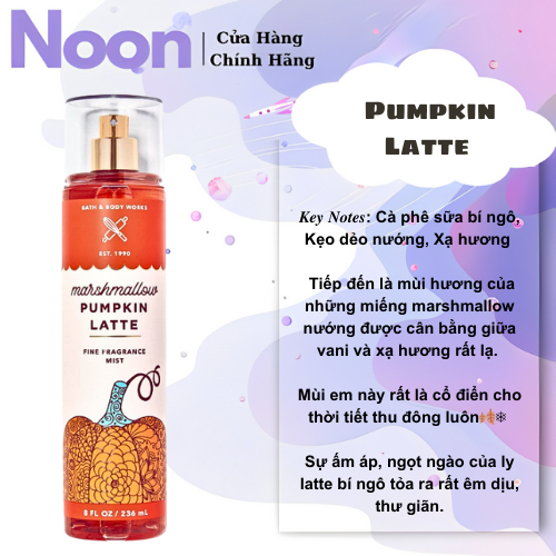 🍄 Xịt Thơm - Toàn thân Bath and works Marshmallow Pumpkin Latte