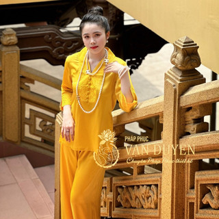 Pháp Phục Vạn Duyên Phi Lụa 7 Cúc Cổ Y Màu Vàng 2.02