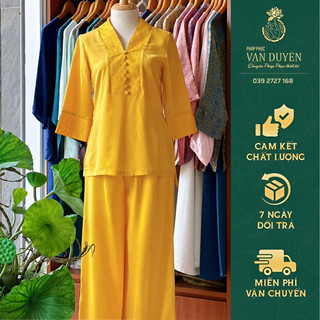 Pháp Phục Vạn Duyên Phi Lụa 7 Cúc Cổ Y Màu Vàng 2.02
