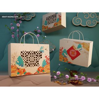 Mẫu hộp quà tết/mẫu giấy kraft đựng được 2,4,6 hủ nhựa hàng có sẵn siêu xinh mẫu hương sơn