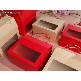 Hộp kraft trơn cửa sổ/hộp kraft đỏ cửa sổ số lượng 1 cái